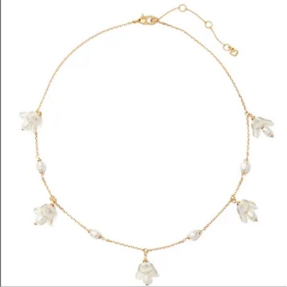Kate Spade Painted Petal Pearl Statement Necklace NWT - Picture 1 of 5